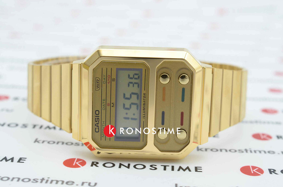 Часы Casio Vintage A100WEG-9A — мужские, нержавеющая сталь