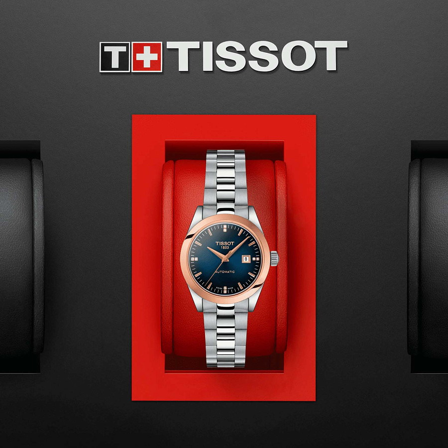 Часы Tissot T-My Lady Automatic 18K Gold T930.007.41.046.00 — синий, золото металл сталь