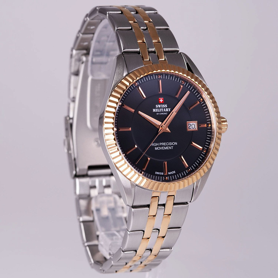 Часы Swiss Military by Chrono Сверхточные SM34065.06 — мужские, сталь c pvd покрытием