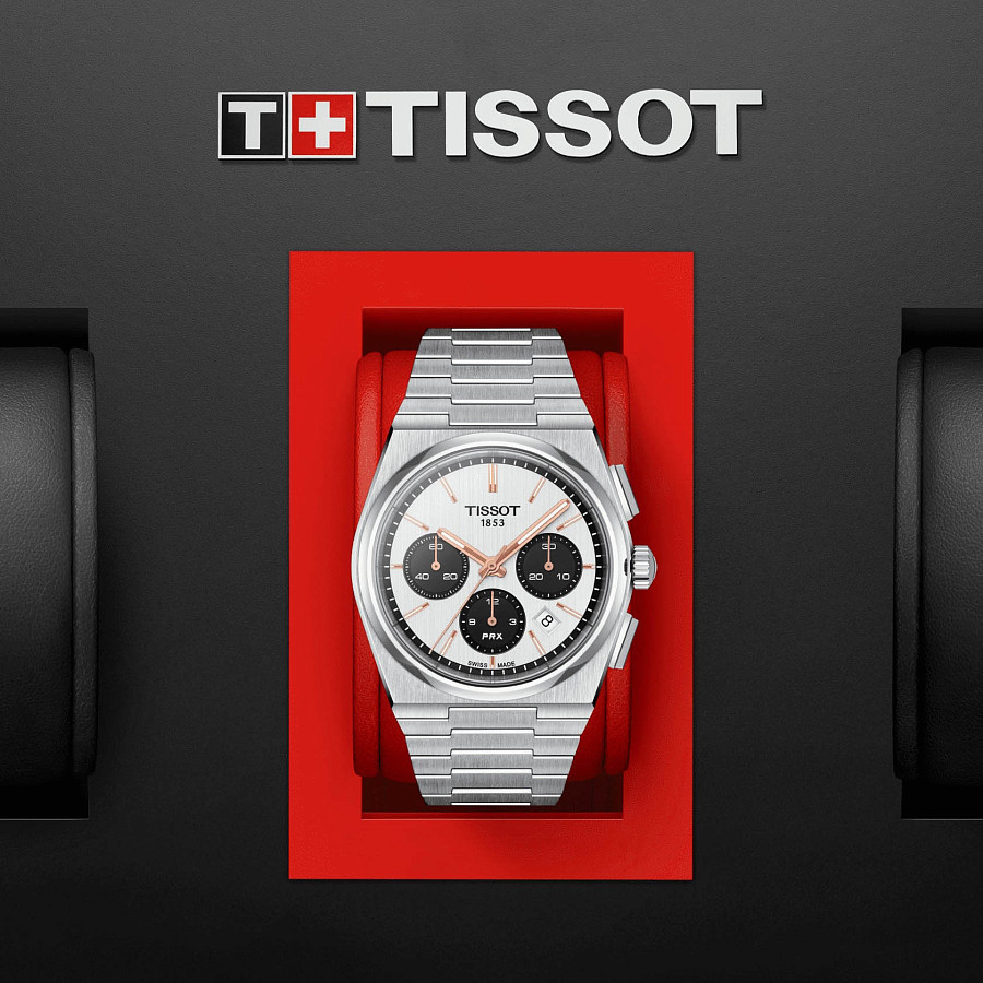 Часы Tissot PRX Automatic Chronograph T137.427.11.011.00 — белый, сталь металл