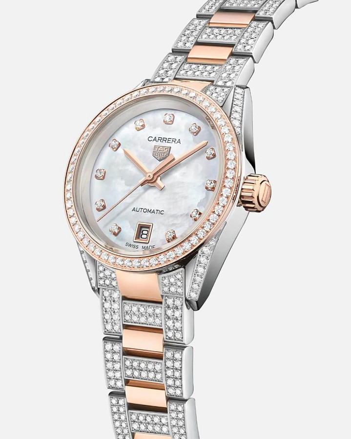Часы TAG Heuer Carrera Date WBN2451.BD0567 — женские, нержавеющая сталь + золото 18к