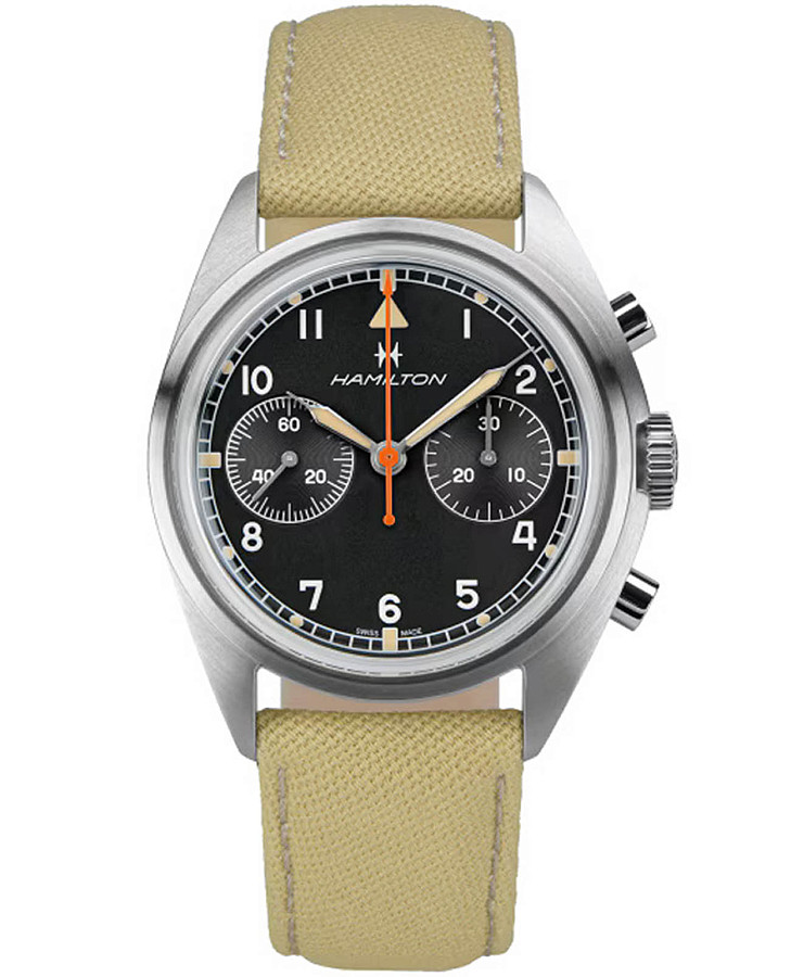 Часы Hamilton Khaki Aviation Pilot Pioneer Mechanical Chrono Limited Edition H89429930 — мужские, черный
