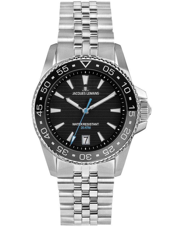 Часы Jacques Lemans Liverpool Diver 1-2205H — мужские, черный