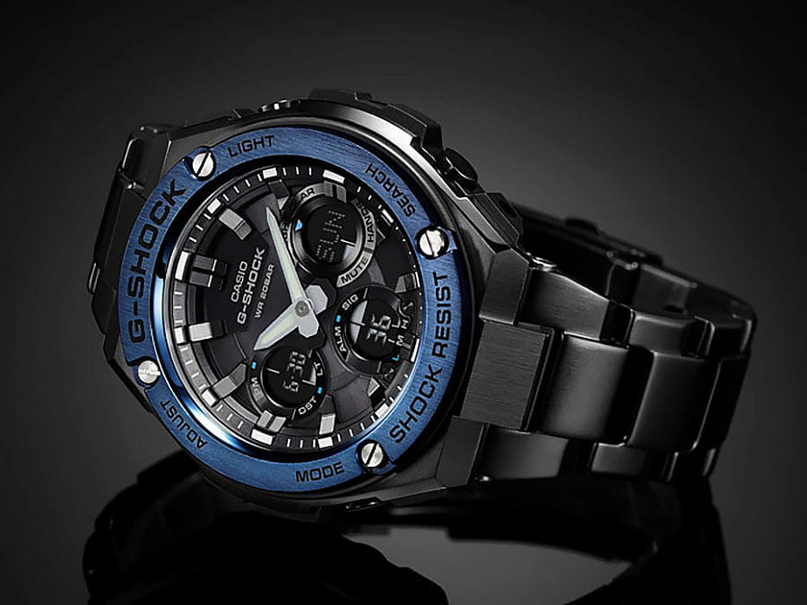 Часы Casio G-Shock GST-W110BD-1A2 — электронные, сталь металл