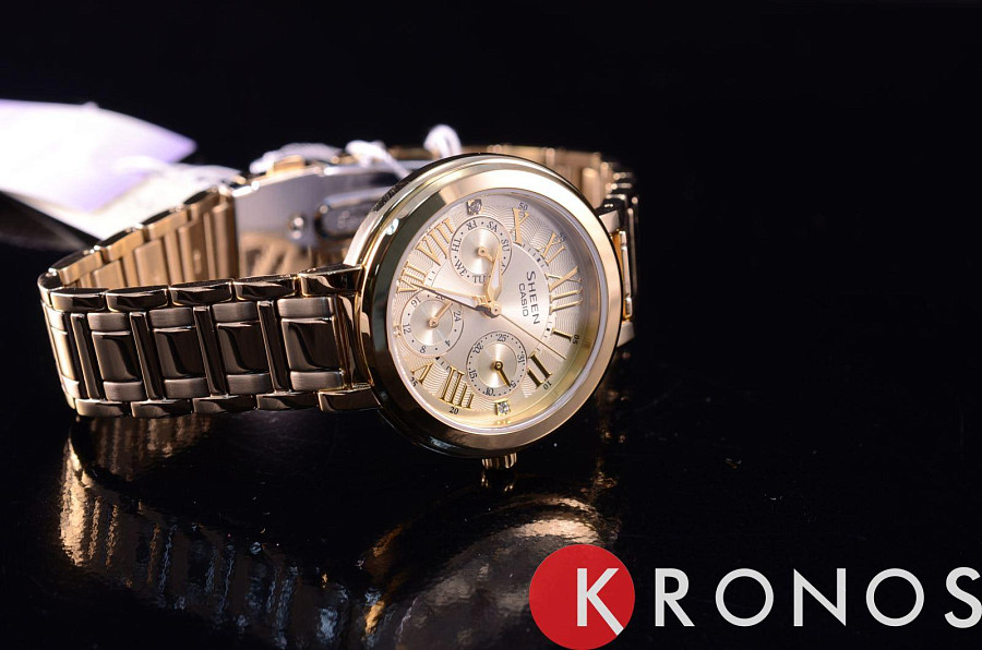 Часы Casio Sheen SHE-3034GD-9A — кварцевые, металл сталь
