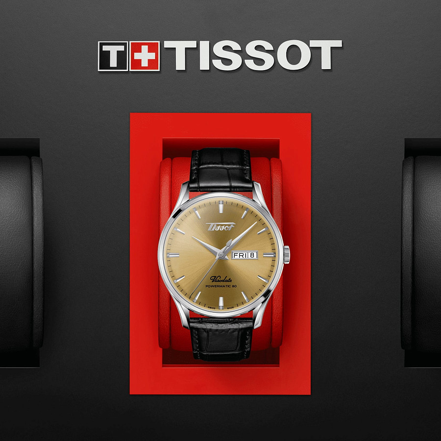 Часы Tissot Heritage Visodate Powermatic 80 T118.430.16.021.00 — желтый, сталь металл