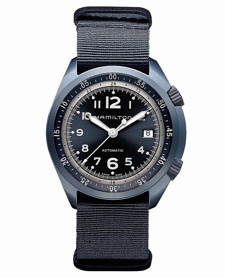 Часы Hamilton Khaki Aviation Pilot Pioneer Aluminium H80495845 — мужские, синий