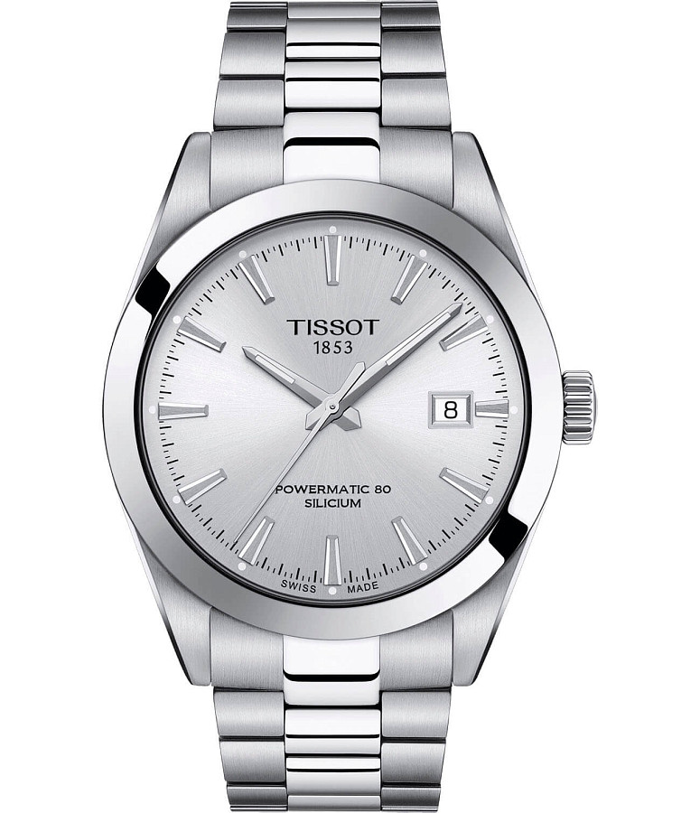Часы Tissot Gentleman Powermatic 80 Silicium T127.407.11.031.00 — мужские, серебристый