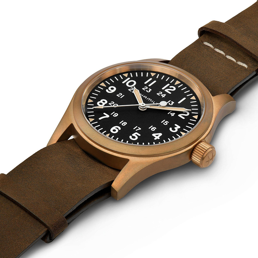 Часы Hamilton Khaki Field Mechanical Bronze H69459530 — кожаный, мужские