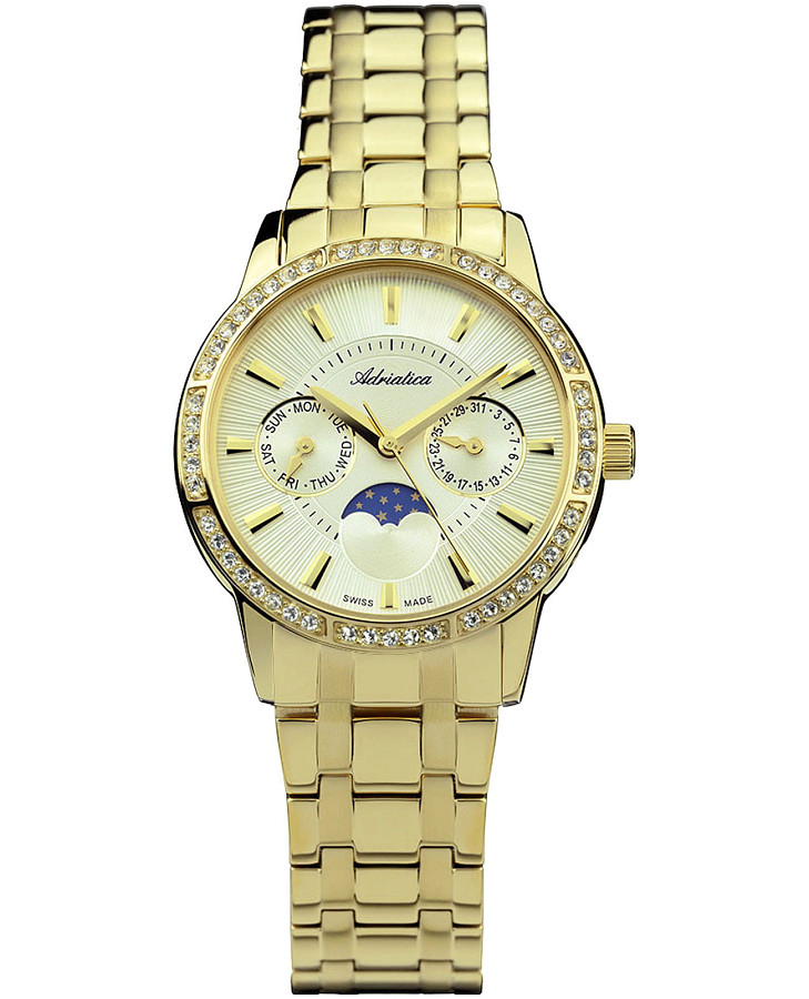 Часы Adriatica Moonphase A3601.1117QFZ — женские, золотистый