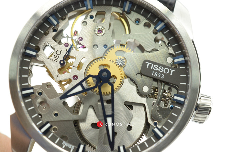 Часы Tissot T-Complication Squelette Mechanical T070.405.16.411.00 — серебристый, сталь металл