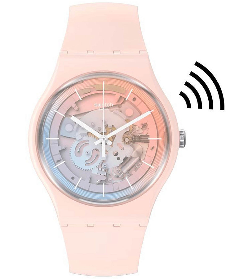 Часы Swatch New Gent Bioceramic Swatch Pay! SO32P103-5300 — женские, прозрачный