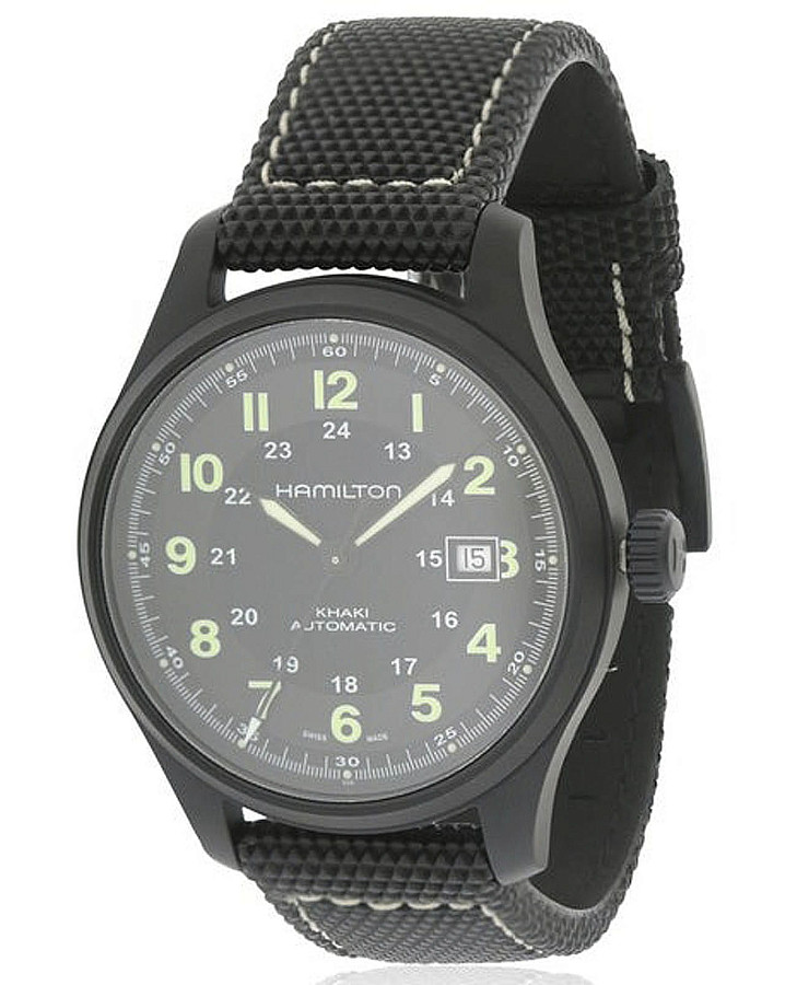 Часы Hamilton Khaki Field Titanium Auto H70575733 — черный, титан металл