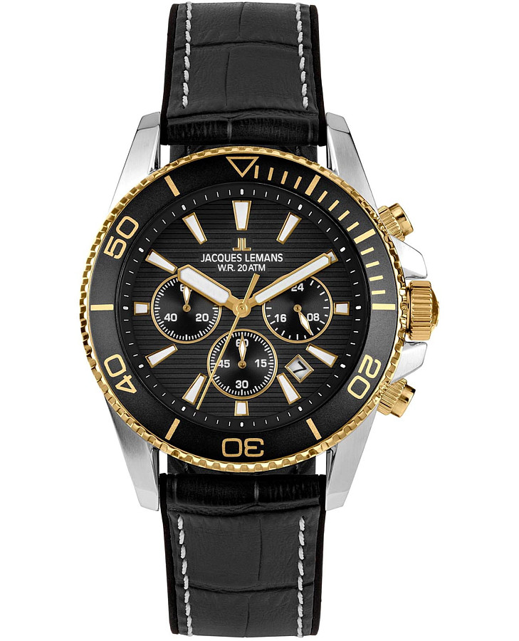 Часы Jacques Lemans Liverpool Diver 1-2206F — мужские, черный