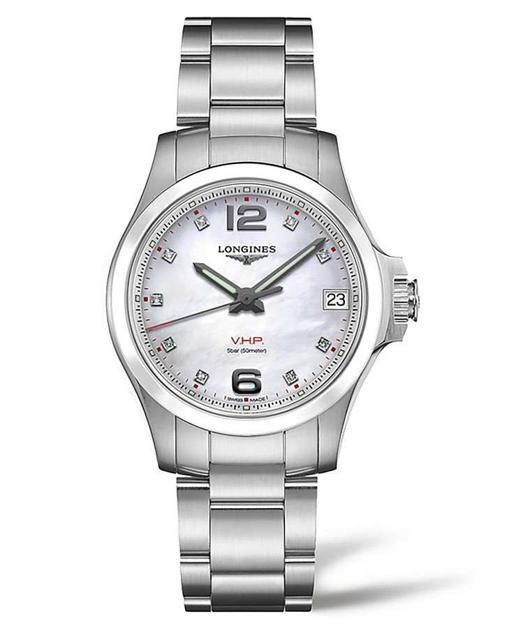 Часы Longines Conquest V.H.P. L3.319.4.87.6 — женские, белый