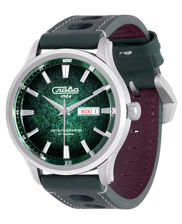 Часы Слава Традиция 3080152/300-8205 — мужские, зеленый