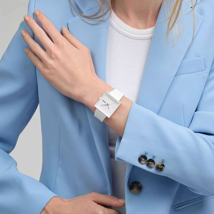 Часы Swatch Square Bioceramic Standard SO34W700 — мужские, белый