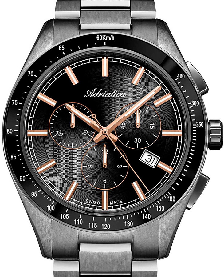 Часы Adriatica Chronographs A8245.S1R6CH — кварцевые, сталь металл