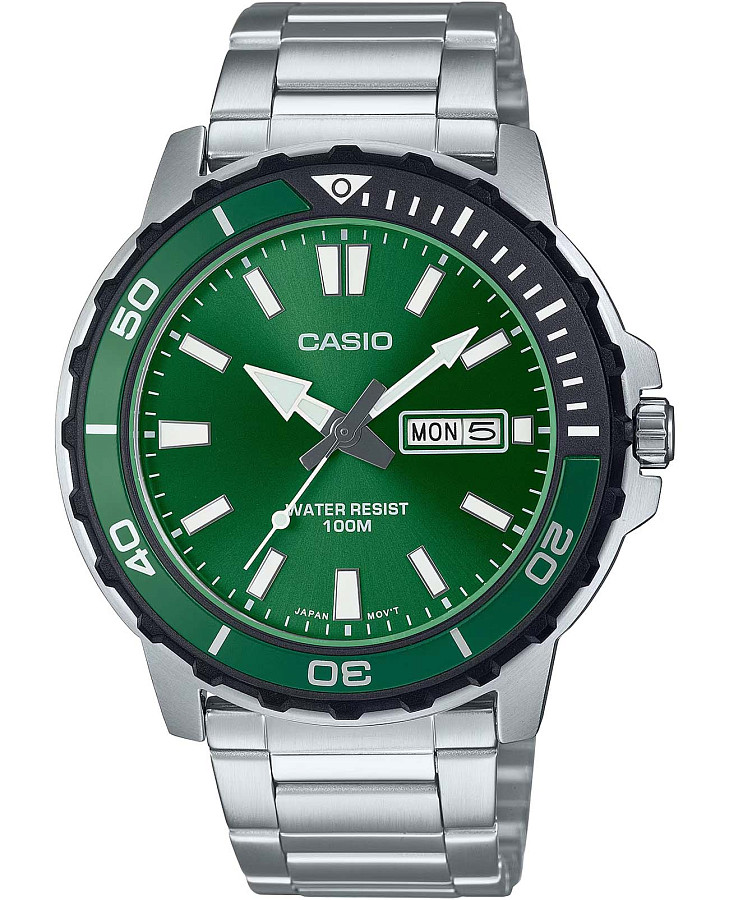 Часы Casio Collection MTD-125D-3AVDF (MTD-125D-3A) — мужские, зеленый