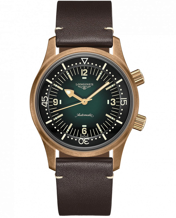 Часы Longines Legend Diver Watch L3.774.1.50.2 — мужские, зеленый