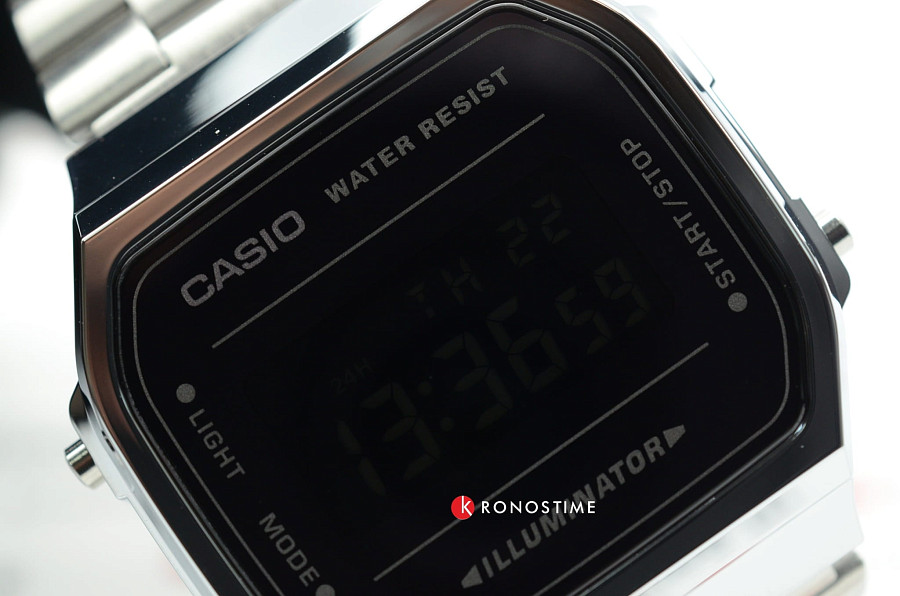 Часы Casio Collection A-168WEM-1 — мужские, нержавеющая сталь