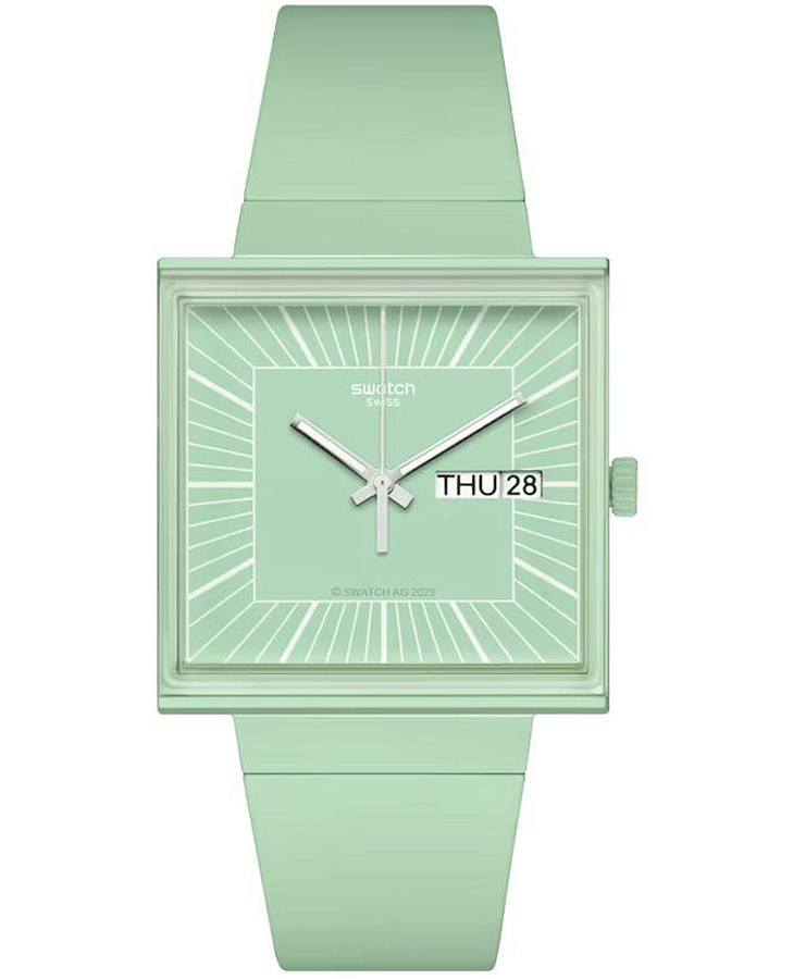 Часы Swatch Square Bioceramic Standard SO34G701 — женские, зеленый