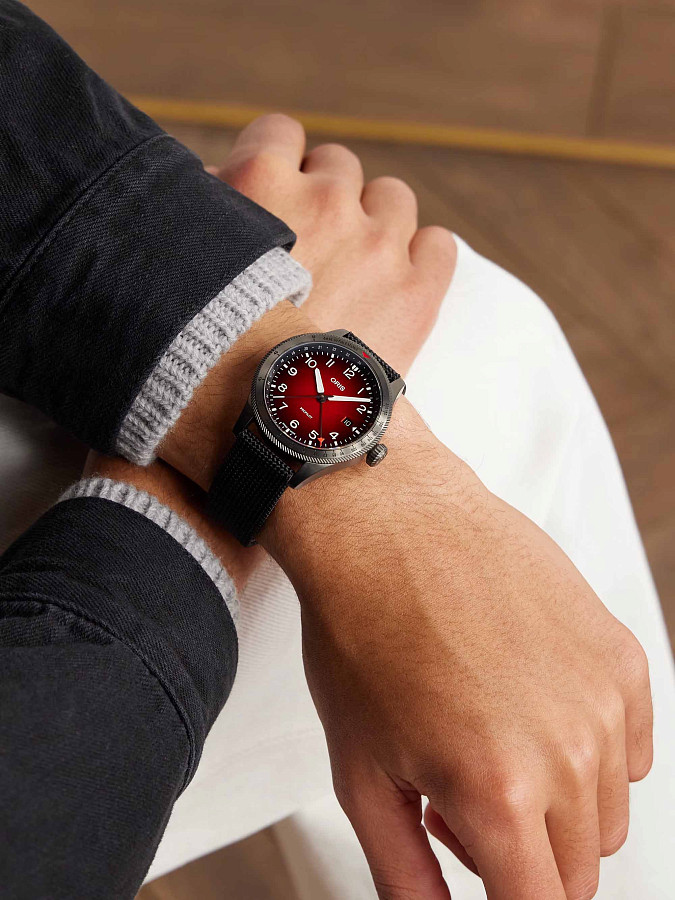 Часы Oris Propilot Gmt 01 798 7773 4268-07 3 20 14GLC — тканевый, мужские
