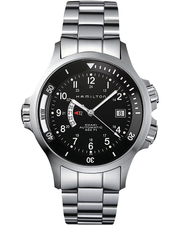 Часы Hamilton Khaki Navy GMT Auto H77615133 — мужские, черный