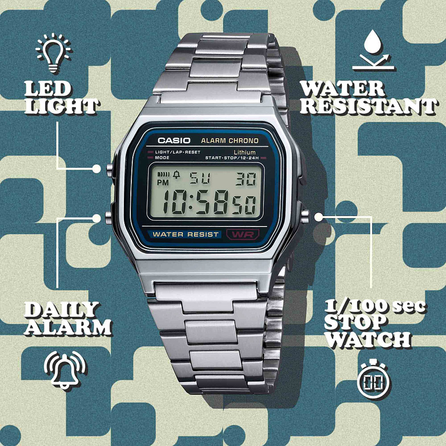 Часы Casio Vintage A158WA-1DF (A158WA-1) — кварцевые, пластик