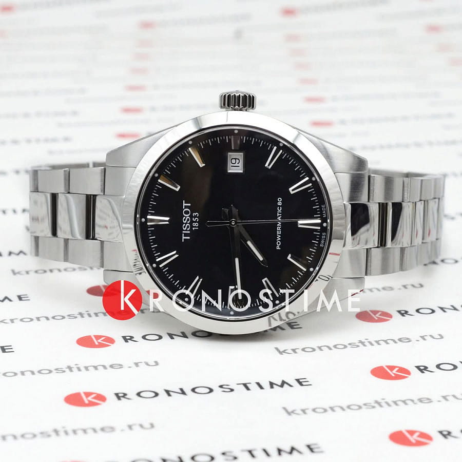 Часы Tissot Gentleman Powermatic 80 Silicium T165.807.11.051.00 — механические, металл сталь