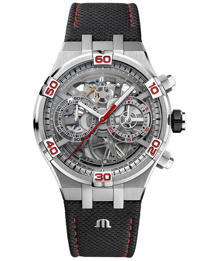 Часы Maurice Lacroix Aikon Chronograph Skeleton Automatic Mahindra Racing AI6098-SS001-091-2 — мужские, серый