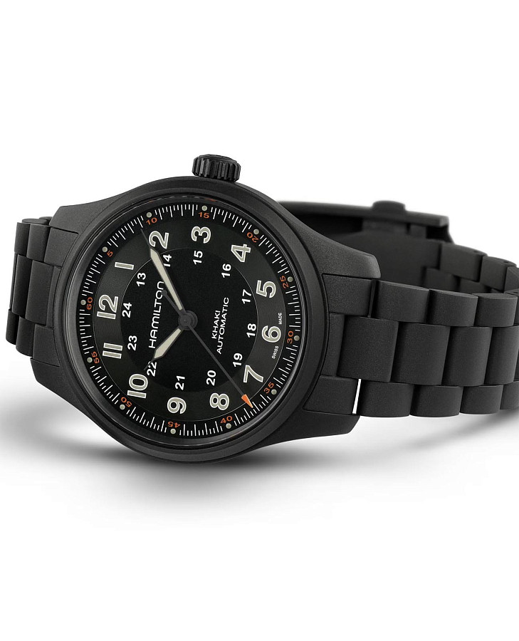 Часы Hamilton Khaki Field Titanium Auto H70665130 — черный, титан металл