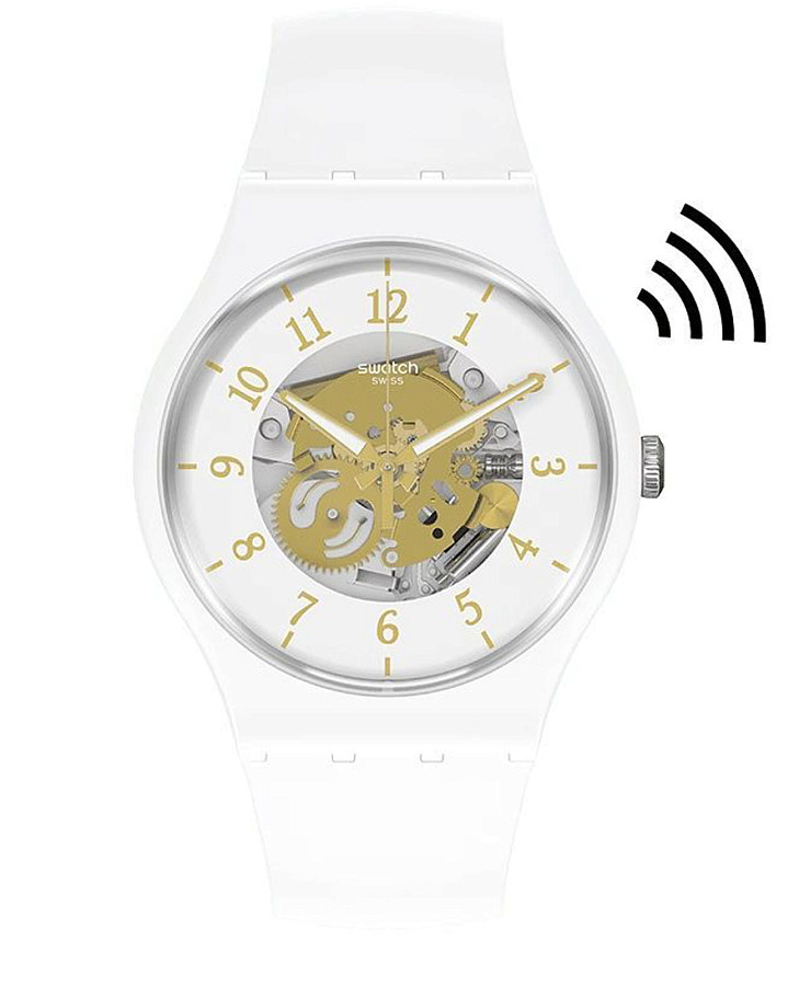 Часы Swatch New Gent Bioceramic Swatch Pay! SO32W105-5300 — мужские, прозрачный