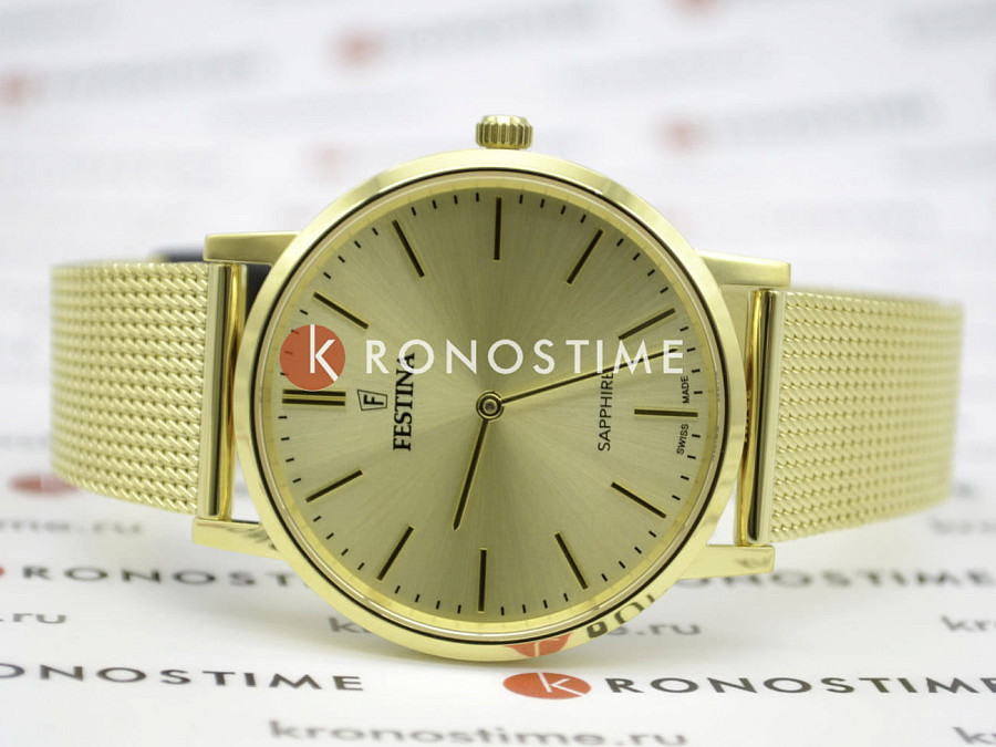 Часы Festina Swiss Made F20022/2 — нержавеющая сталь с pvd-покрытием, мужские