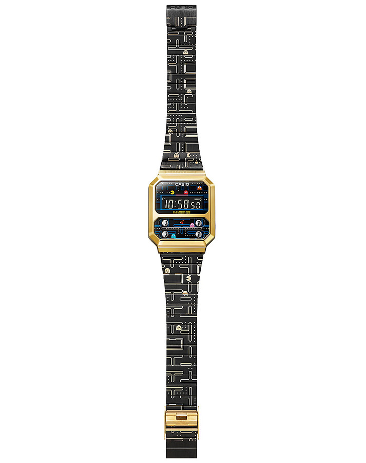 Часы Casio Vintage Pac Man Limited Edition A100WEPC-1B — мужские, нержавеющая сталь