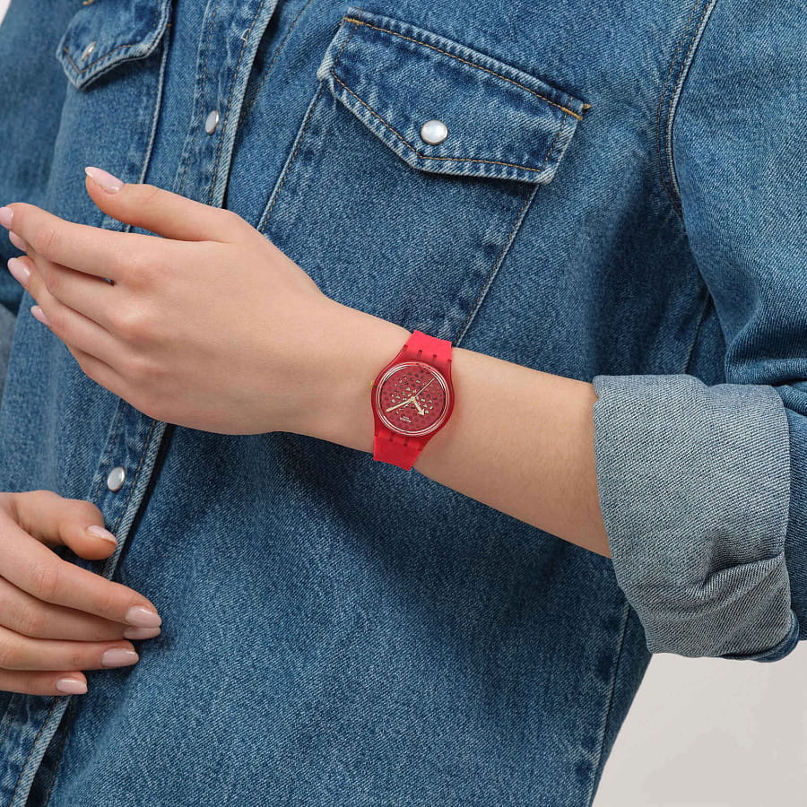 Часы Swatch Love In Scarlet SO28Z122 — силикон, женские