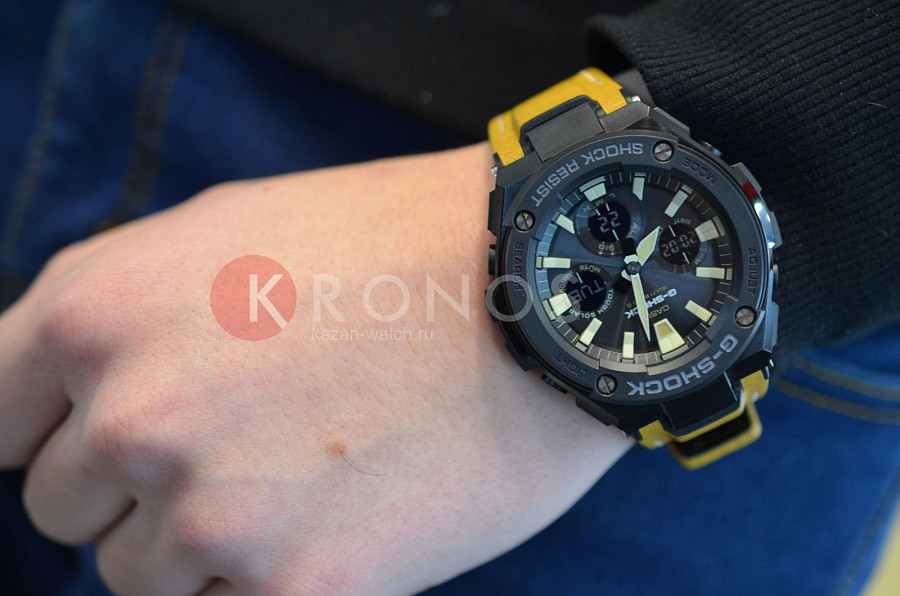Часы Casio G-Shock GST-W120L-1B — мужские, кожаный