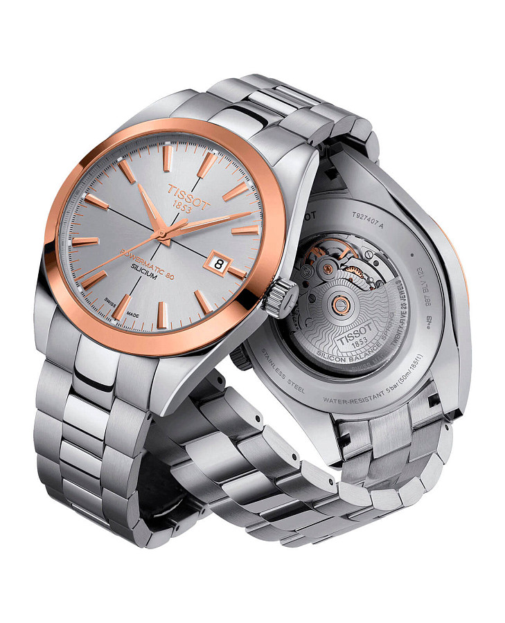 Часы Tissot Gentleman Powermatic 80 Silicium 18K Gold T927.407.41.031.00 — металл золото сталь, Швейцария