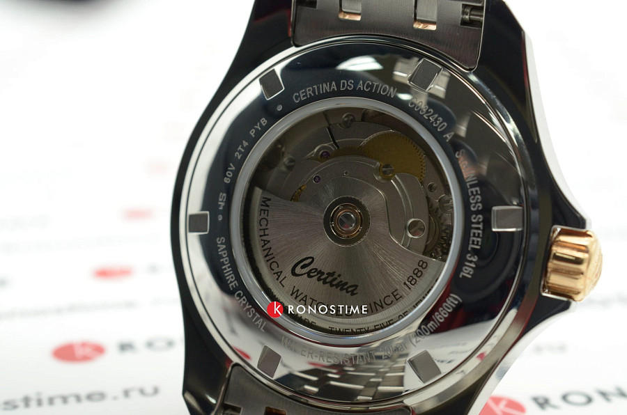 Часы Certina DS Action Day-Date Powermatic 80 C032.430.22.031.00 — мужские, сталь c pvd покрытием