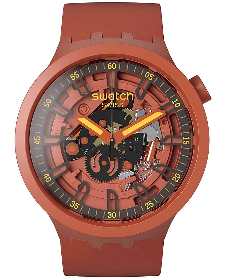 Часы Swatch Big Bold Lacquered SB01R100 — мужские, красный