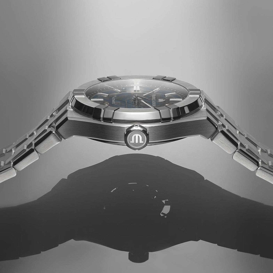 Часы Maurice Lacroix Aikon Automatic Skeleton AI6007-SS002-031-1 — синий, металл сталь