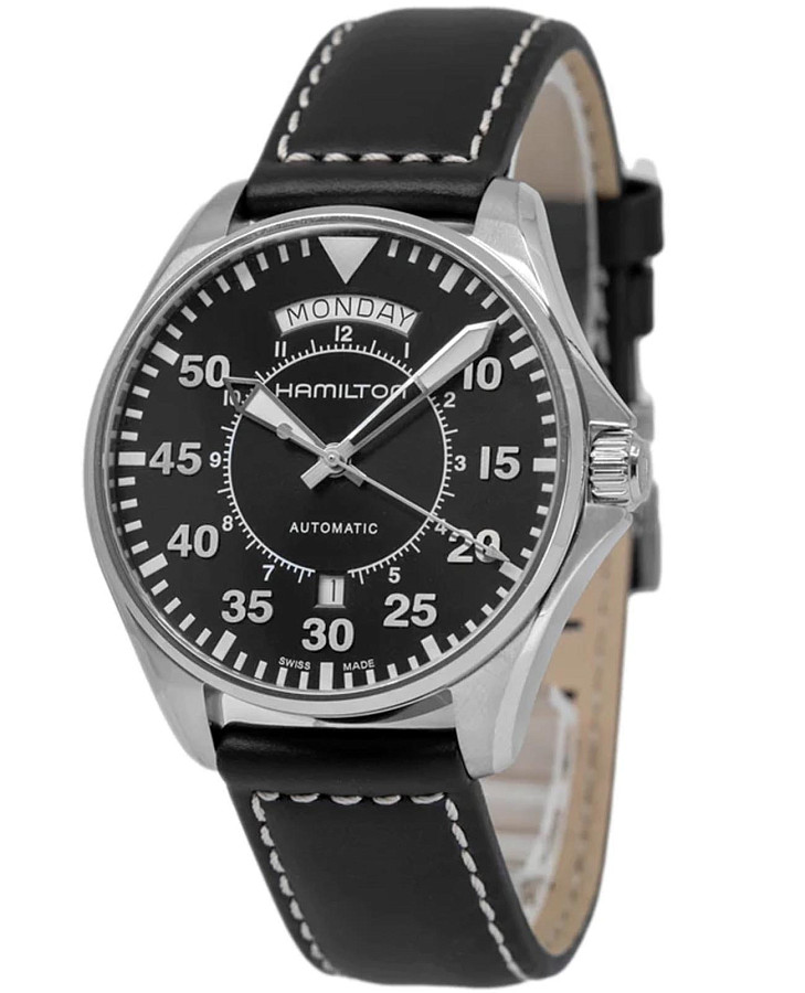 Часы Hamilton Khaki Aviation Pilot Day Date Auto H64615735 — черный, сталь