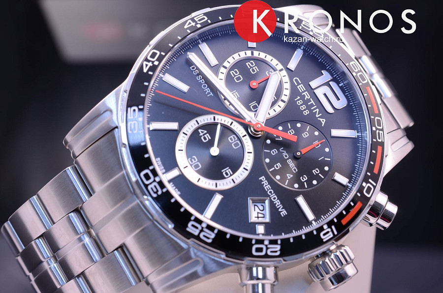 Часы Certina DS Sport Chronograph 1/10 sec C027.417.11.057.02 — серый, сталь металл