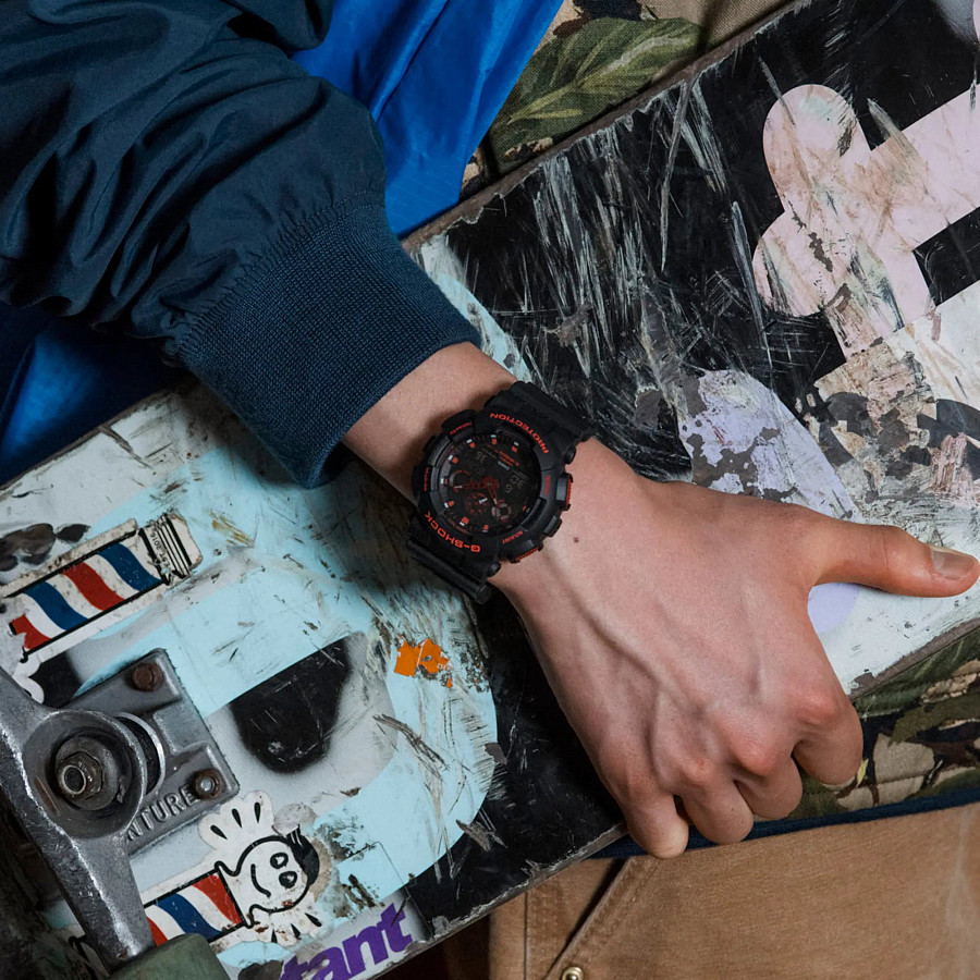 Часы Casio G-Shock GA-100BNR-1A — электронные, пластик