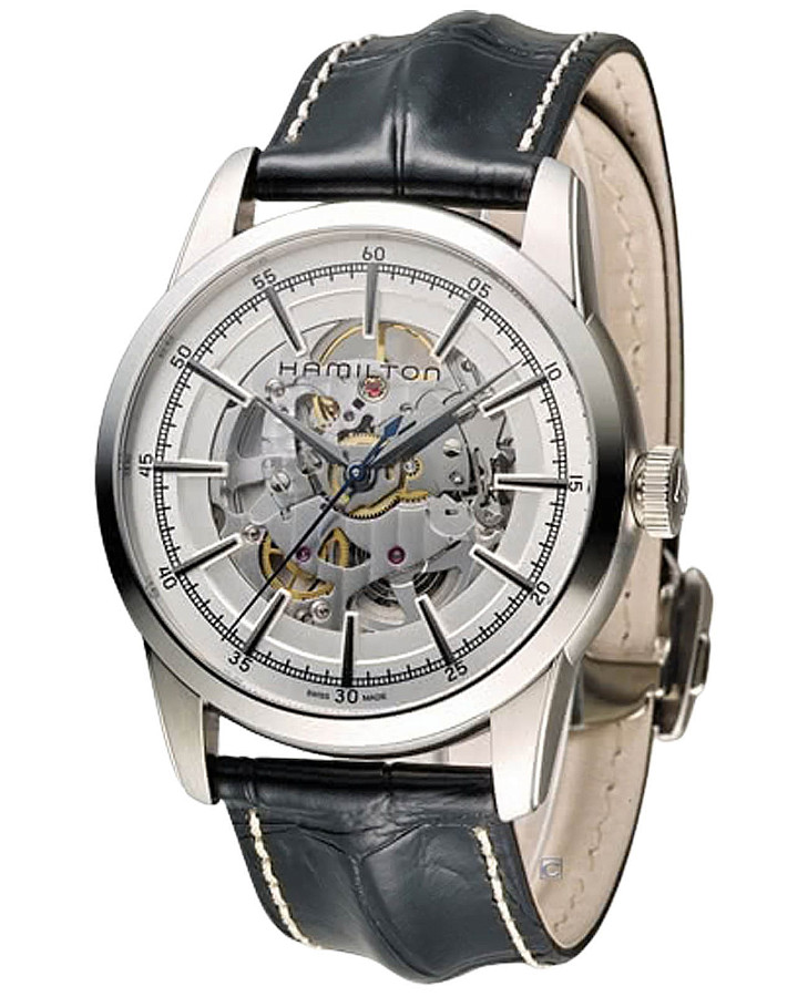 Часы Hamilton American Classic RailRoad Skeleton Auto H40655751 — механические, сталь металл