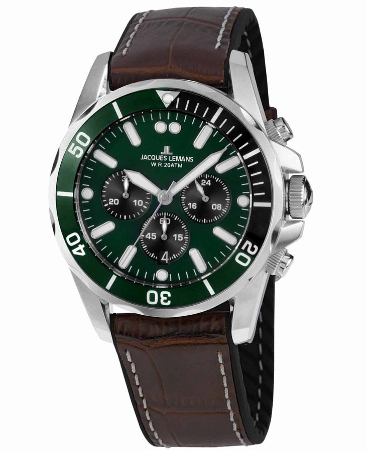 Часы Jacques Lemans Sport 1-2091C — мужские, зеленый