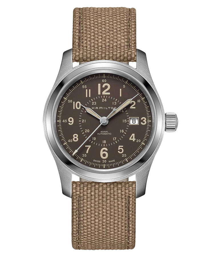 Часы Hamilton Khaki Field Auto H70605993 — мужские, коричневый