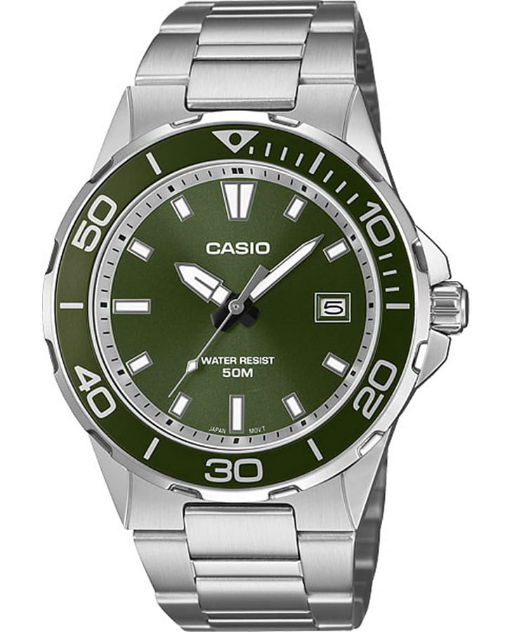 Часы Casio Collection MTD-145D-3A — мужские, зеленый