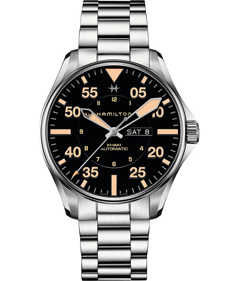 Часы Hamilton Khaki Aviation Pilot Day Date Auto H64725131 — мужские, черный