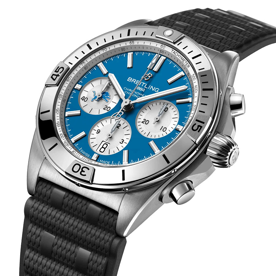 Часы Breitling Chronomat B01 42 NFL Detroit Lions Edition AB01342B1CCS1 — механические, сталь металл